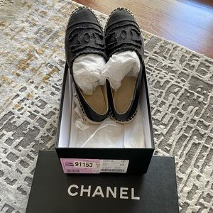 CHANEL ESPADRILLES BLACK SZ 37